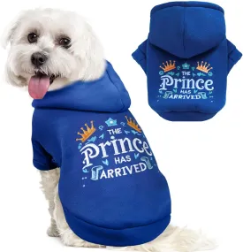 Small Dog Hoodie Clothes Cute Blue Prince Fleece Dog Sweater for Small Dogs Cat Boy Warm Puppy Sweatshirt with Leash D Ring Fall Winter XS Tiny Pet Doggy Outfit Chihuahua Yorkie Shihtzu(Blue,M)