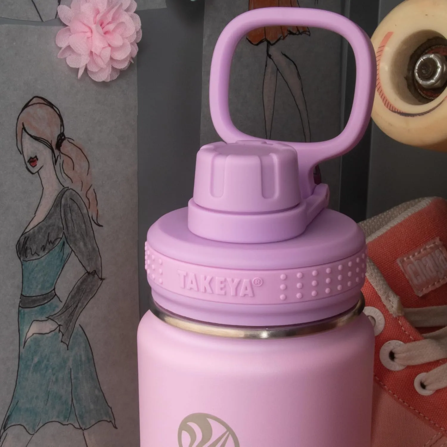 Takeya Actives Water Bottle with Spout Lid - Bottle with Double Stainless Steel Insulation - Dishwasher Safe & BPA-Free - Bottle with Spout Lid & Removable Bumper - 24 oz, Ombre Golden Hour