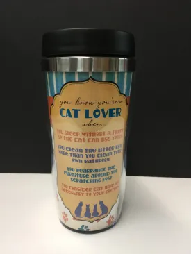 Tree-Free Greetings Travel Mug - You Know You're CAT LOVER SALE