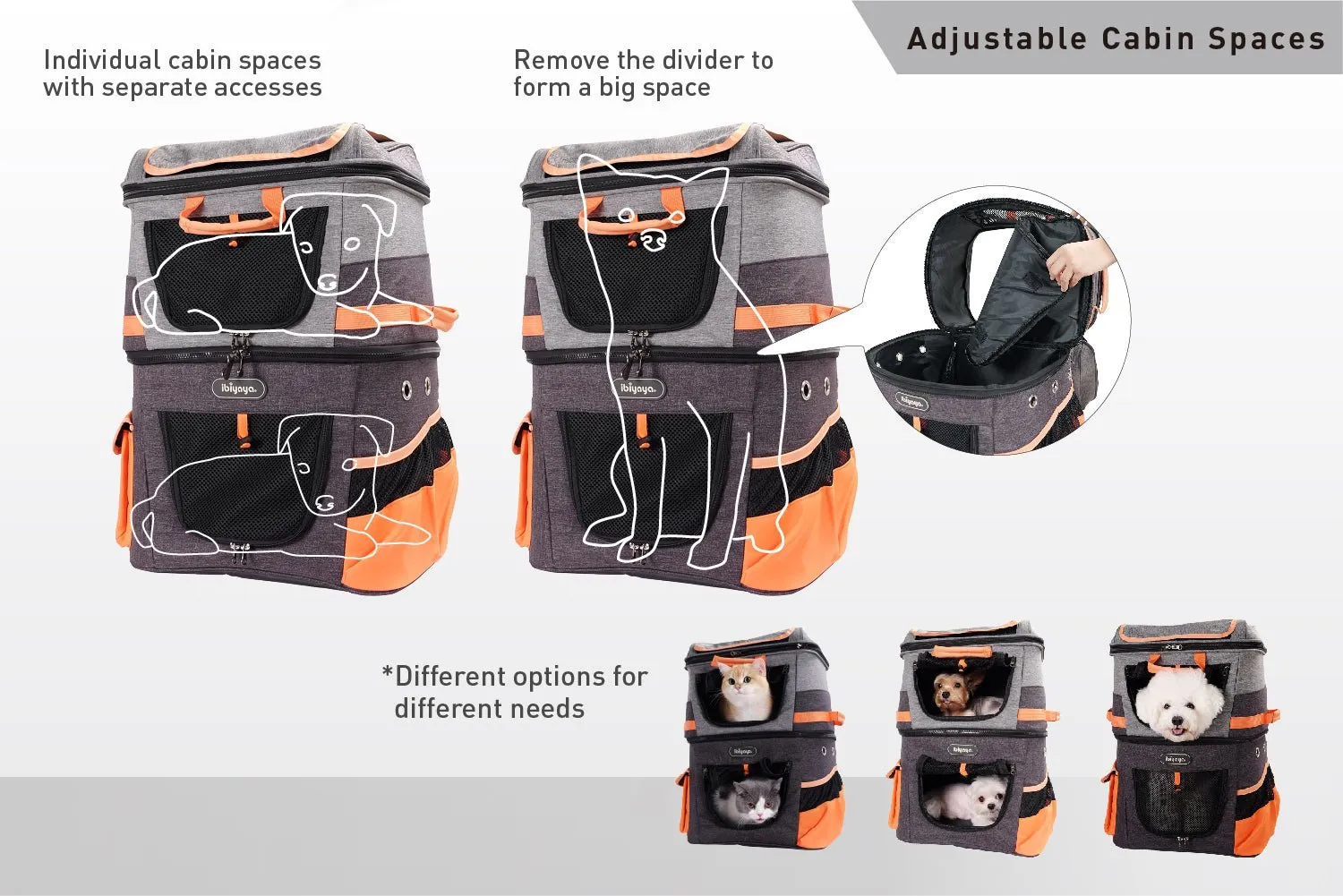 TWO-TIER HANDSFREE PET BACKPACK CARRIER