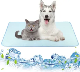 Washable Dog Cooling Mat, Ice Silk Pad for Dog for Indoor & Outdoor Car Seats, Portable Pet Cooling Pad Summer, 39x27 in, Blue