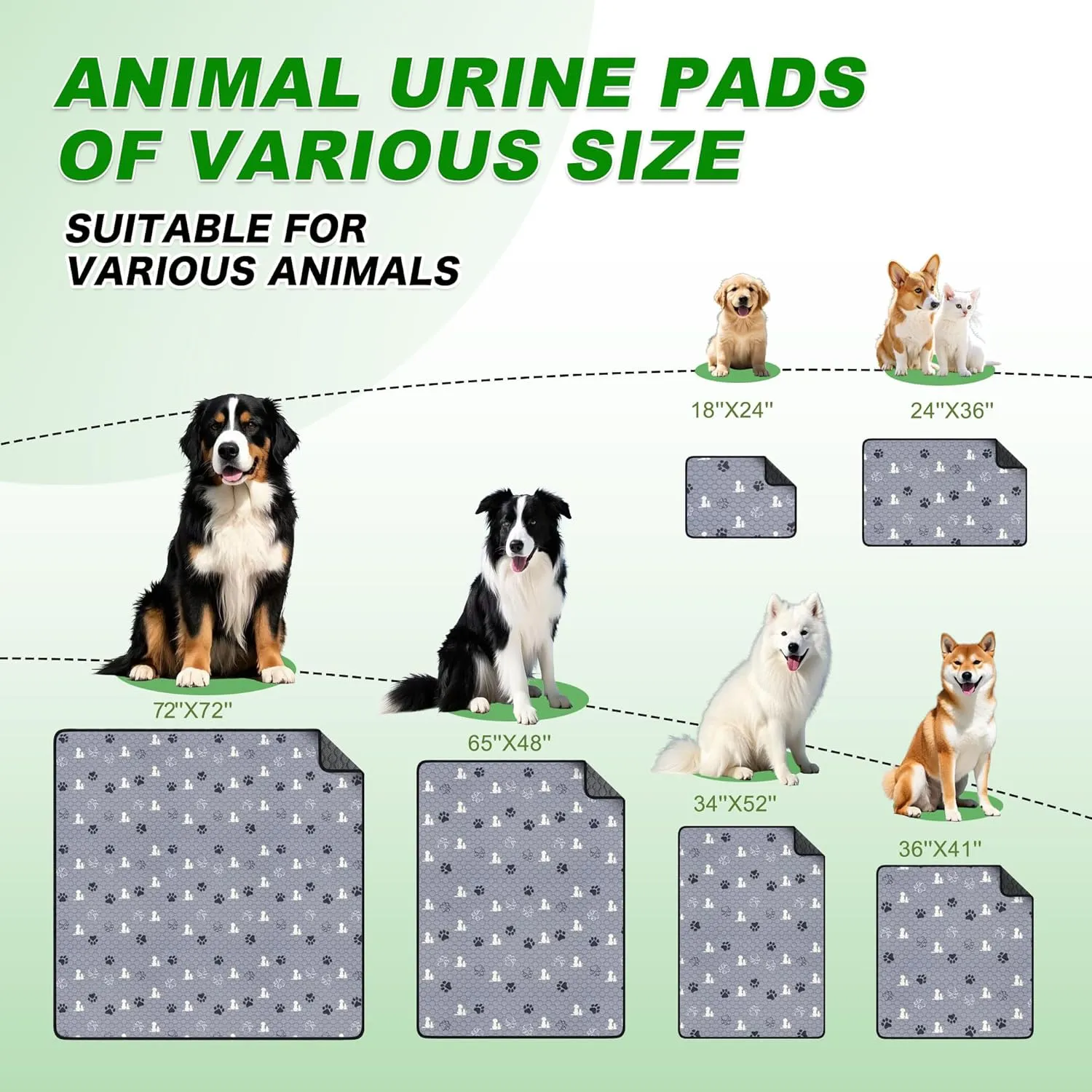 Washable Pee Pads, Puppy Pee Pad for Dogs, 2 Pack Absorbent Reusable Training Dog Pads Pet Puppy Pads, Non-Slip Potty Pads for Whelping, Playpen, Crate, Bed, Grey 48"x48"